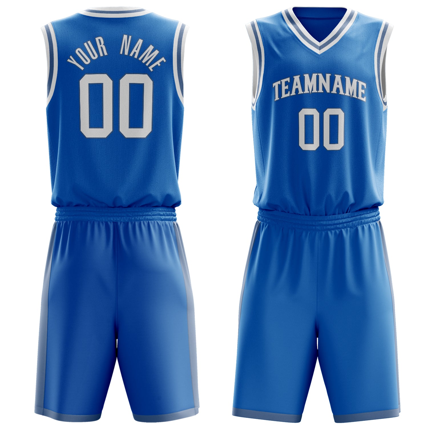 Maßgeschneidertes professionelles Blau Weiß Basketballtrikot-Set BS03240701XY025