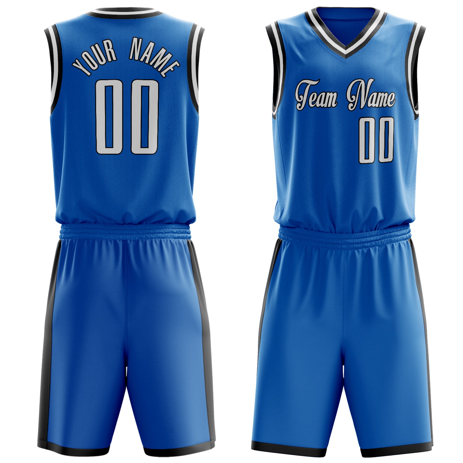 Maßgeschneidertes professionelles Blau Weiß Basketballtrikot-Set BS03240701XY027