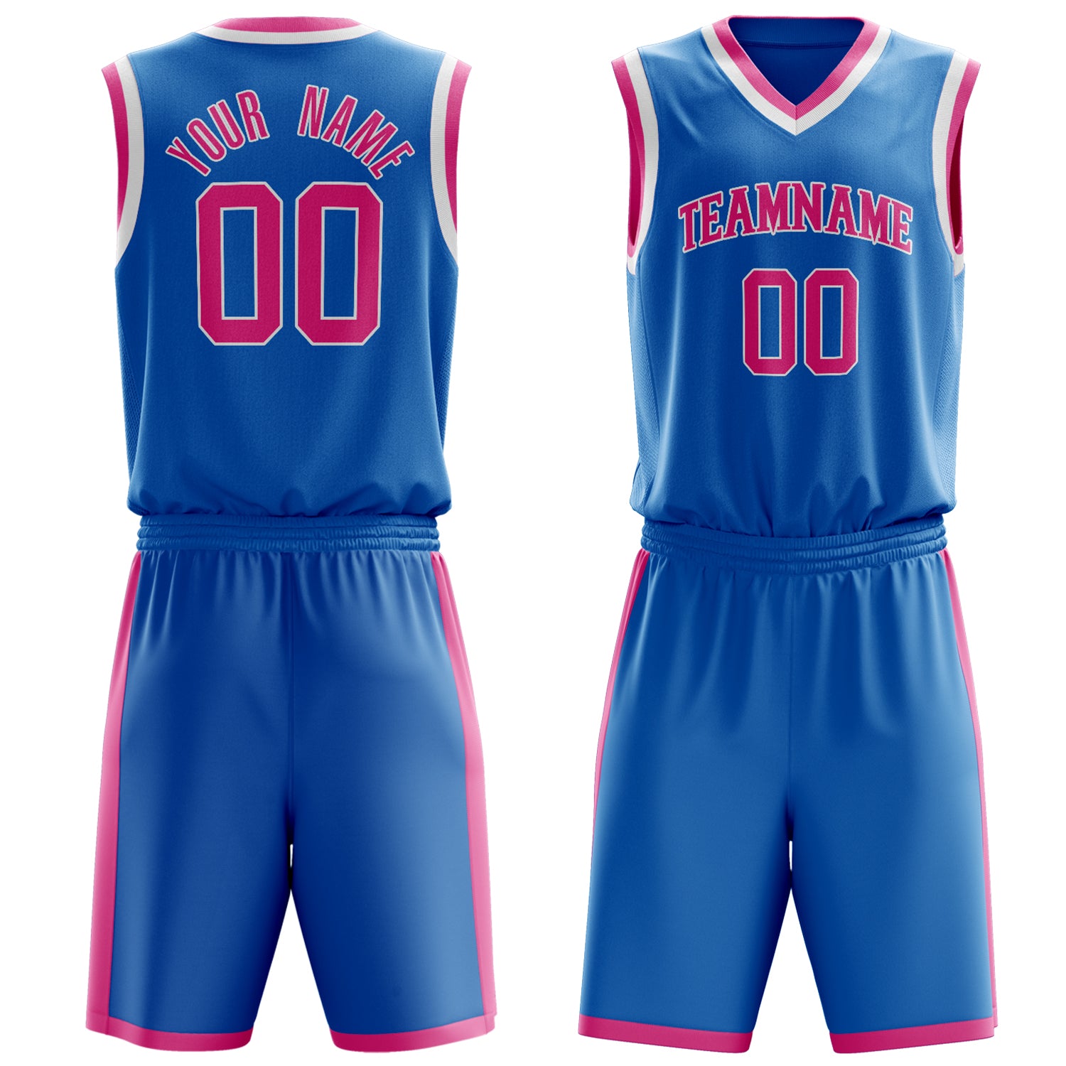 Maßgeschneidertes professionelles Blau Rosa Basketballtrikot-Set BS03240701XY030