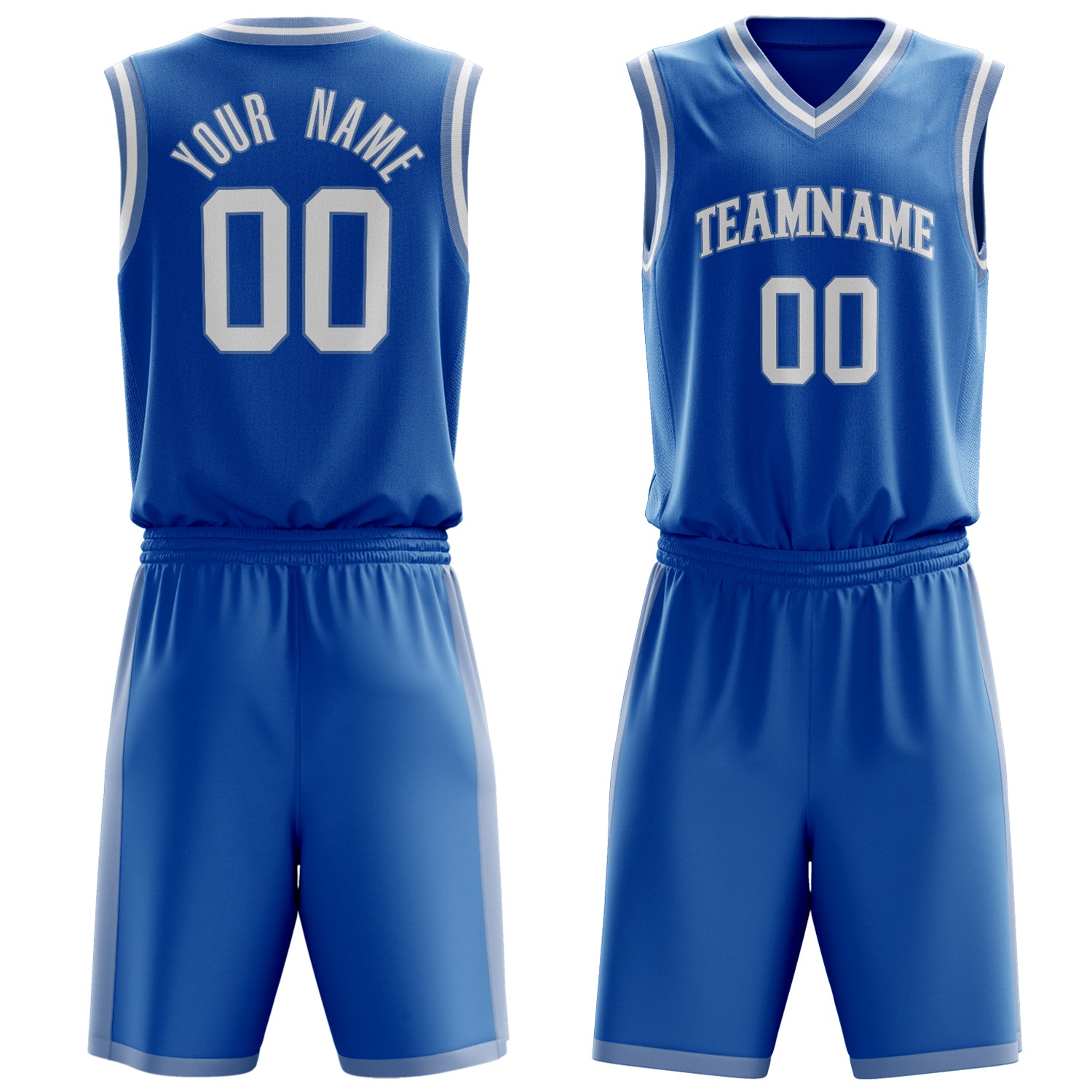 Maßgeschneidertes professionelles Blau Weiß Basketballtrikot-Set BS03240701XY032