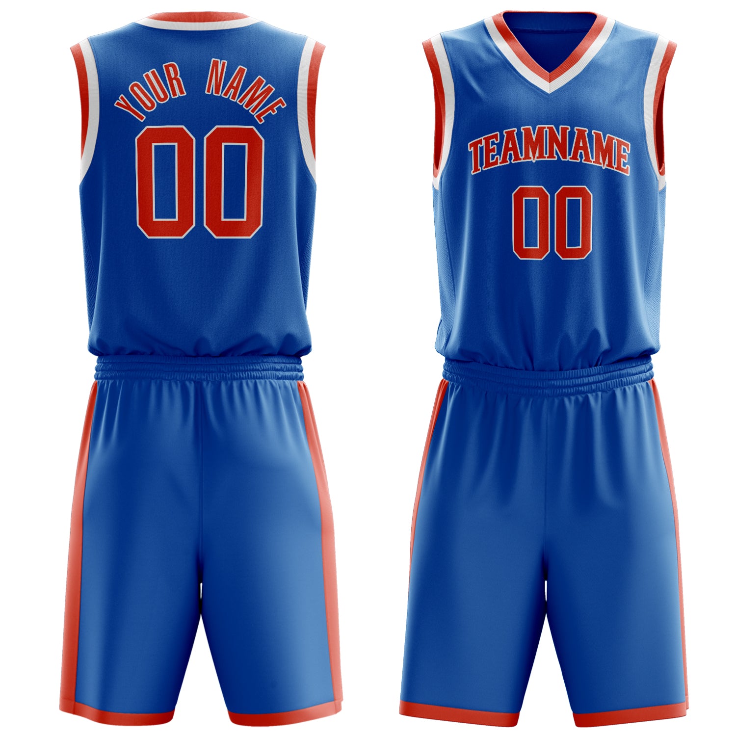 Maßgeschneidertes professionelles Blau Orange Basketballtrikot-Set BS03240701XY033