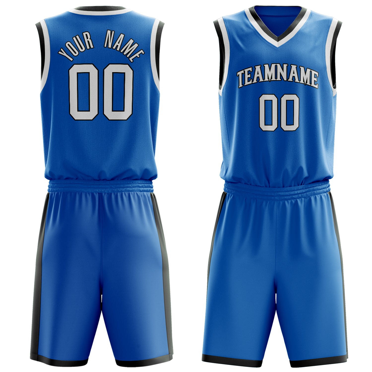 Maßgeschneidertes professionelles Blau Weiß Basketballtrikot-Set BS03240701XY037