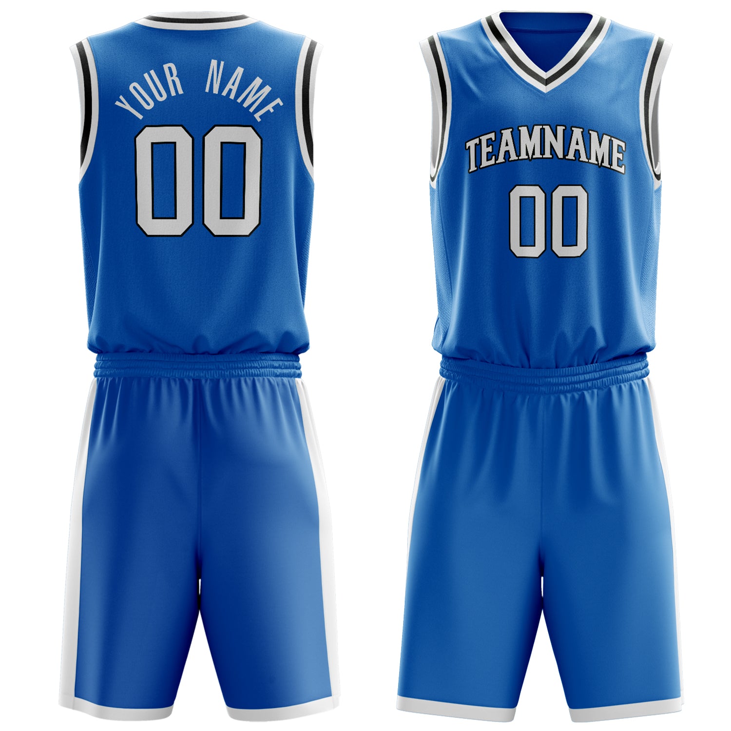 Maßgeschneidertes professionelles Blau Weiß Basketballtrikot-Set BS03240701XY039