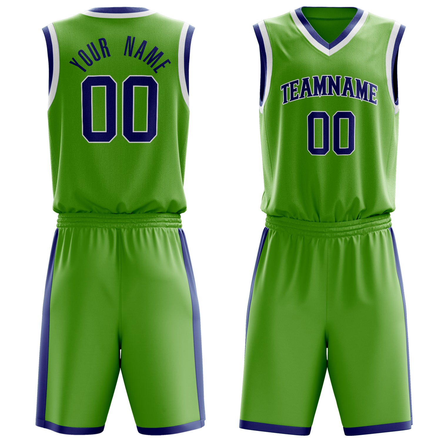 Maßgeschneidertes professionelles Neongrün Lila Basketballtrikot-Set BS03240701XY103