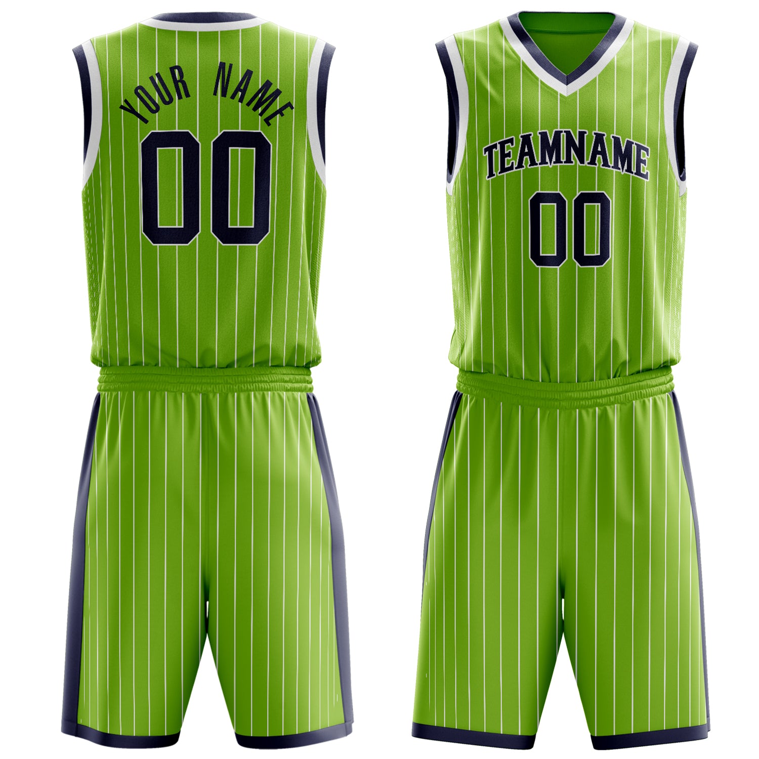 Maßgeschneidertes professionelles Neongrün Schwarz Basketballtrikot-Set BS03240701XY104