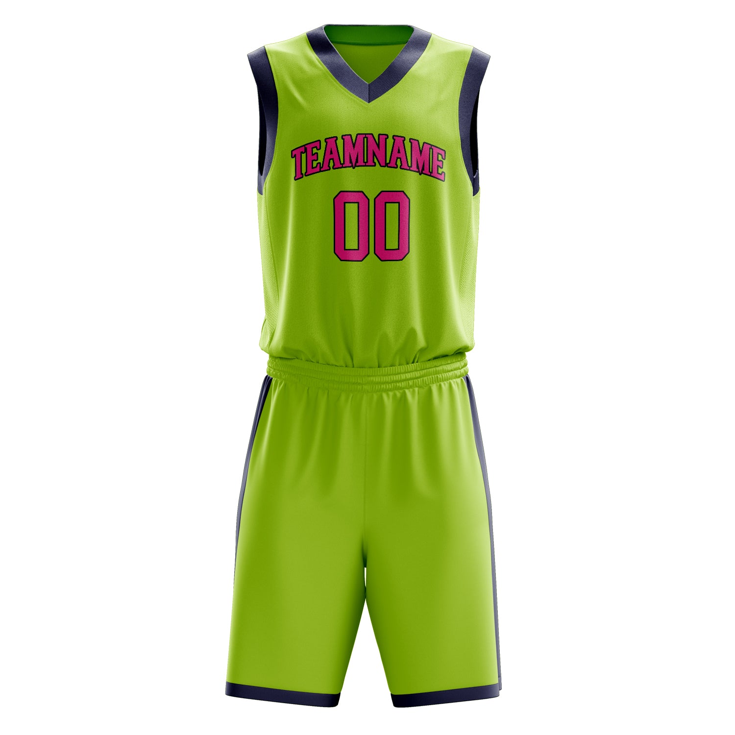 Maßgeschneidertes professionelles Neongrün Rosa Basketballtrikot-Set