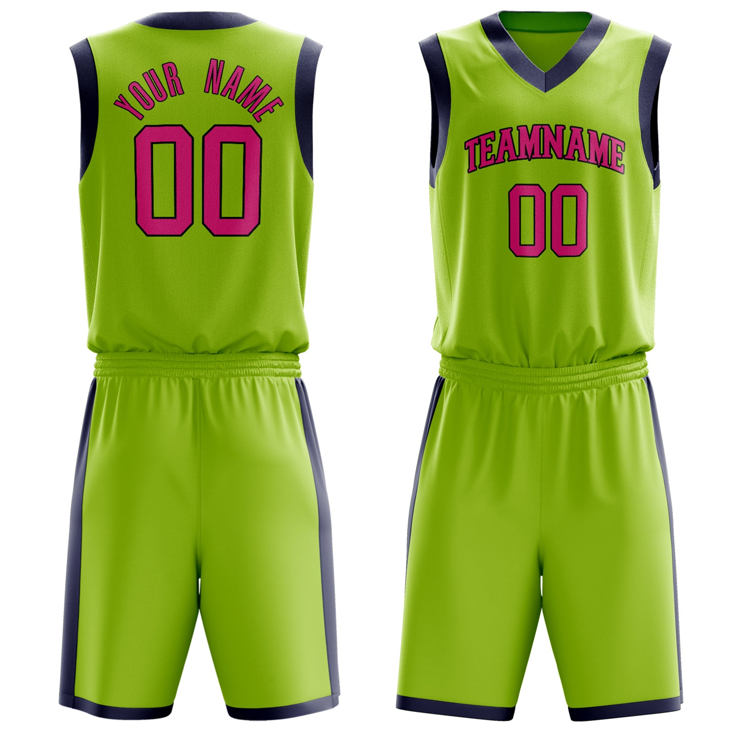 Maßgeschneidertes professionelles Neongrün Rosa Basketballtrikot-Set BS03240701XY105