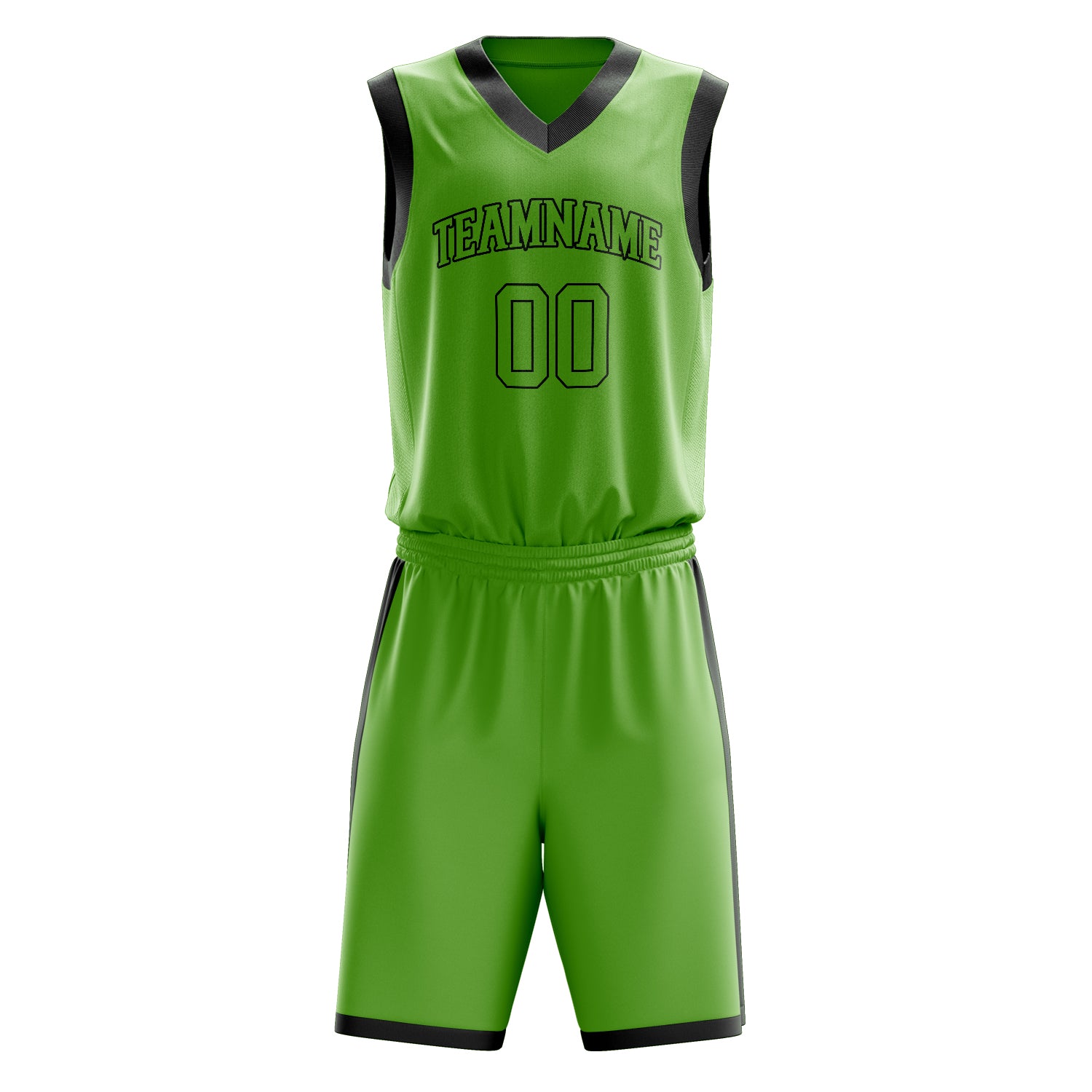 Maßgeschneidertes professionelles Neongrün Schwarz Basketballtrikot-Set