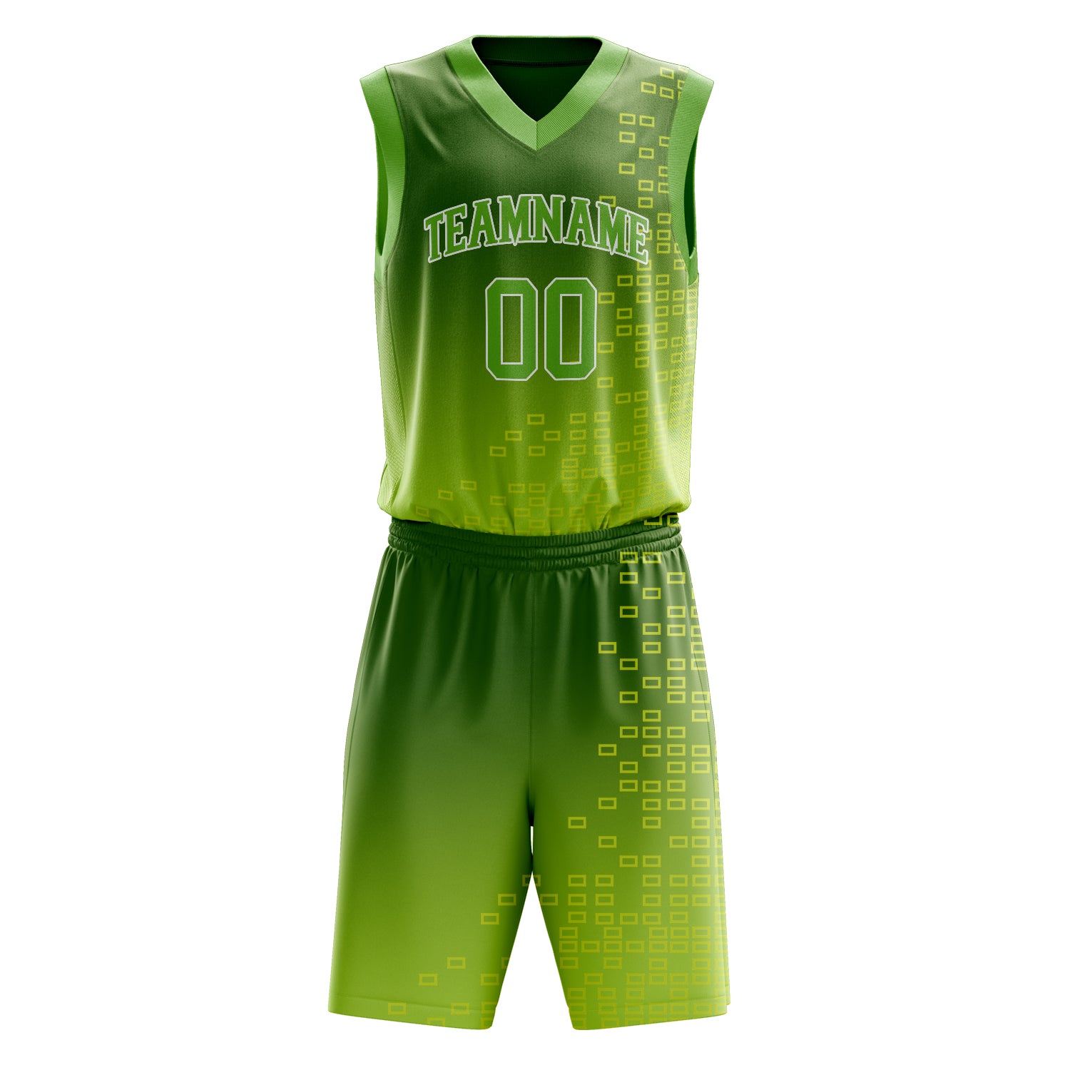 Maßgeschneidertes professionelles Neongrün Weiß Basketballtrikot-Set