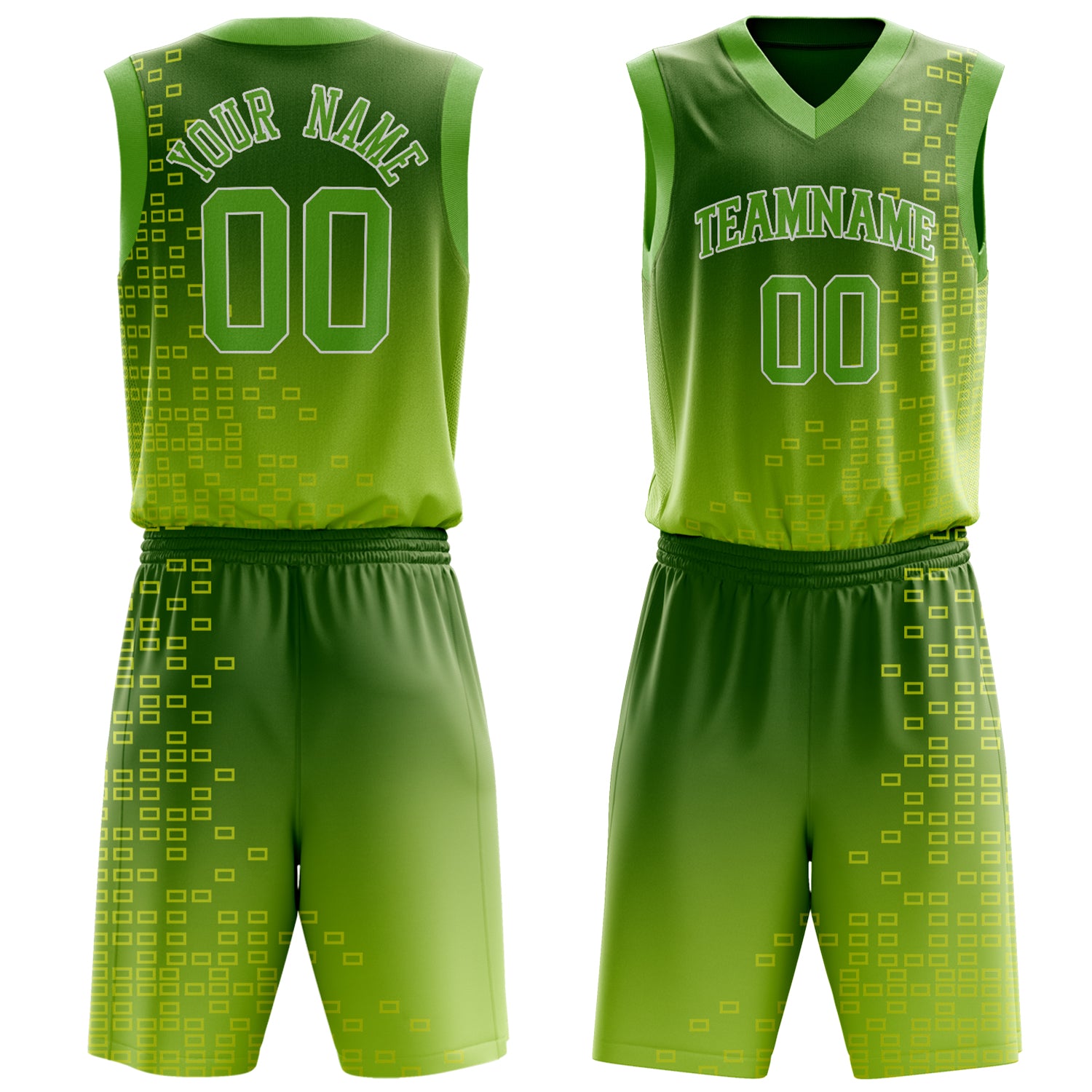 Maßgeschneidertes professionelles Neongrün Weiß Basketballtrikot-Set BS03240701XY109