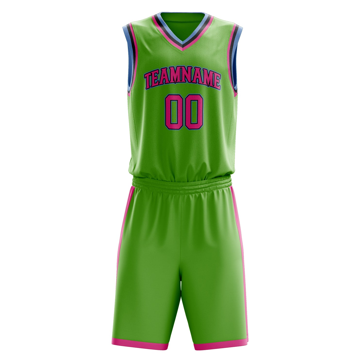 Maßgeschneidertes professionelles Neongrün Rosa Basketballtrikot-Set