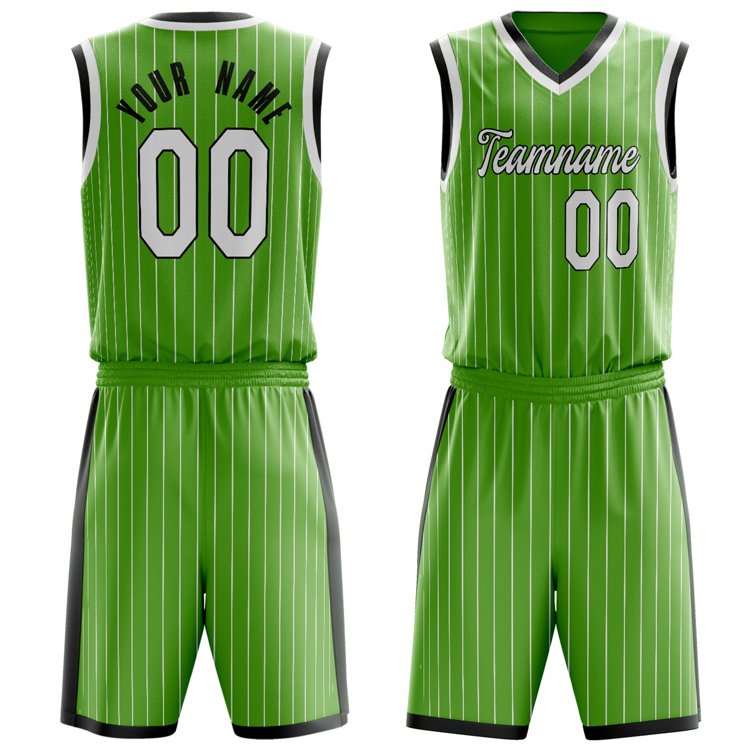 Maßgeschneidertes professionelles Neongrün Weiß Basketballtrikot-Set BS03240701XY119