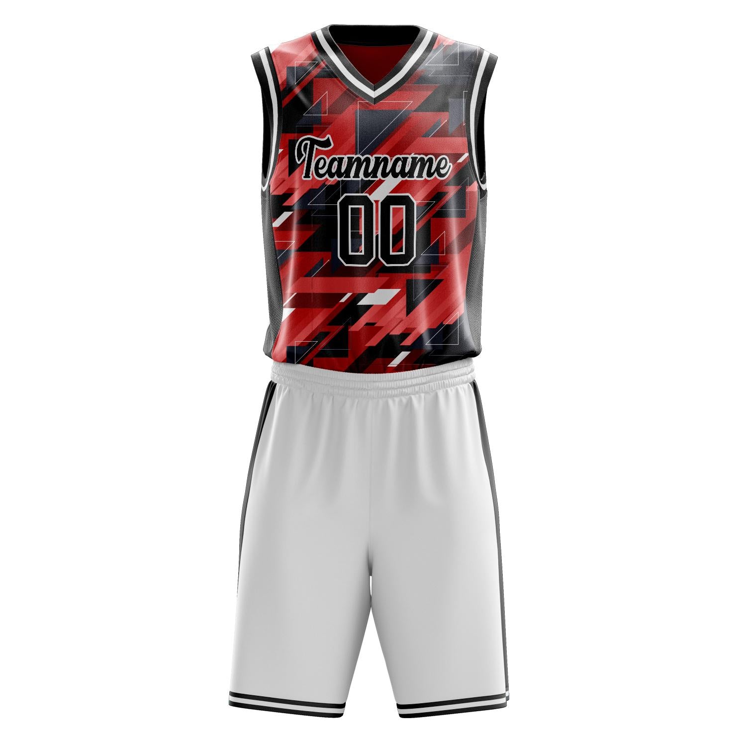 Benutzerdefiniertes Professionelles Rot Schwarz Basketballtrikot-Set