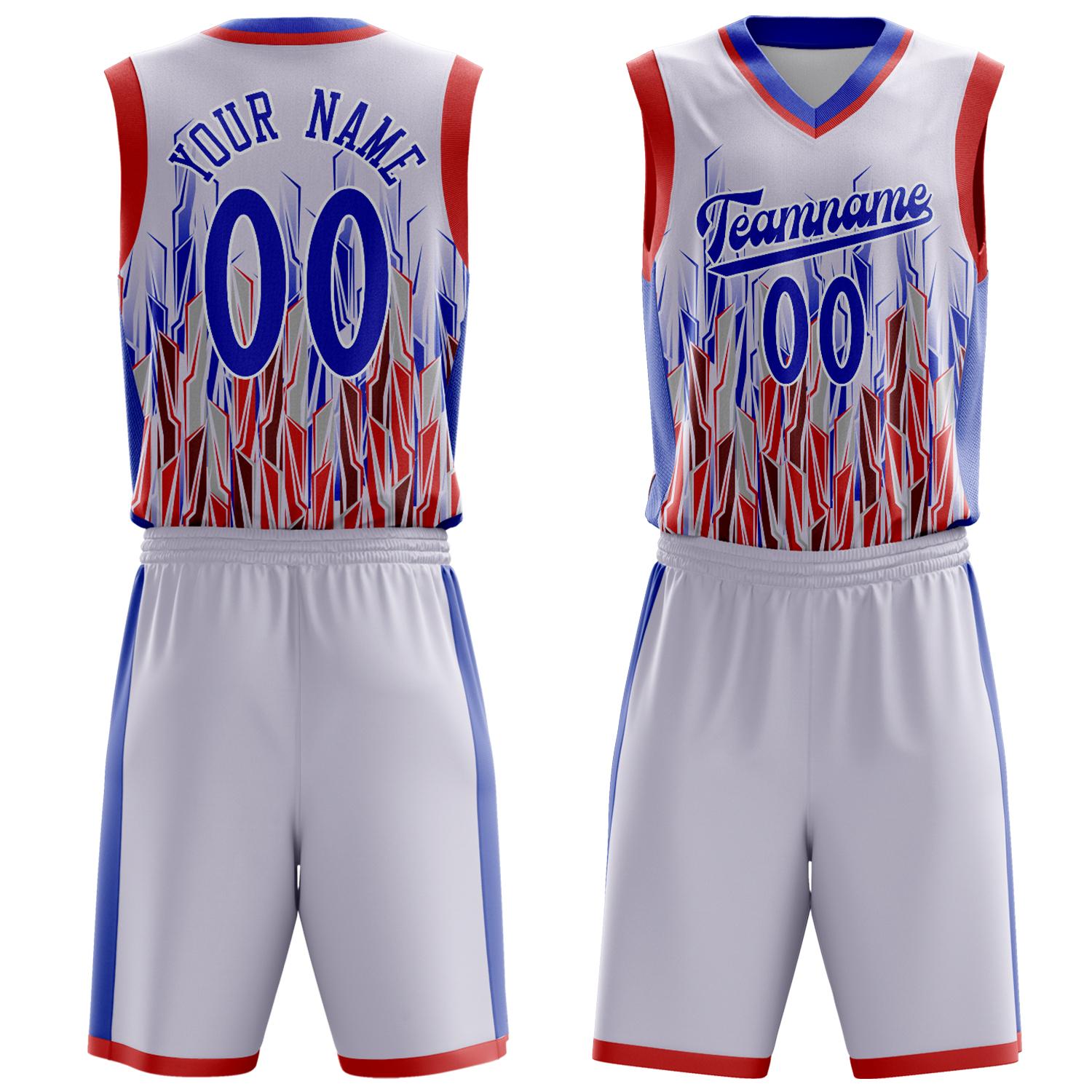 Benutzerdefiniertes Professionelles Weiß Königsblau Basketballtrikot-Set BS03240809JC011