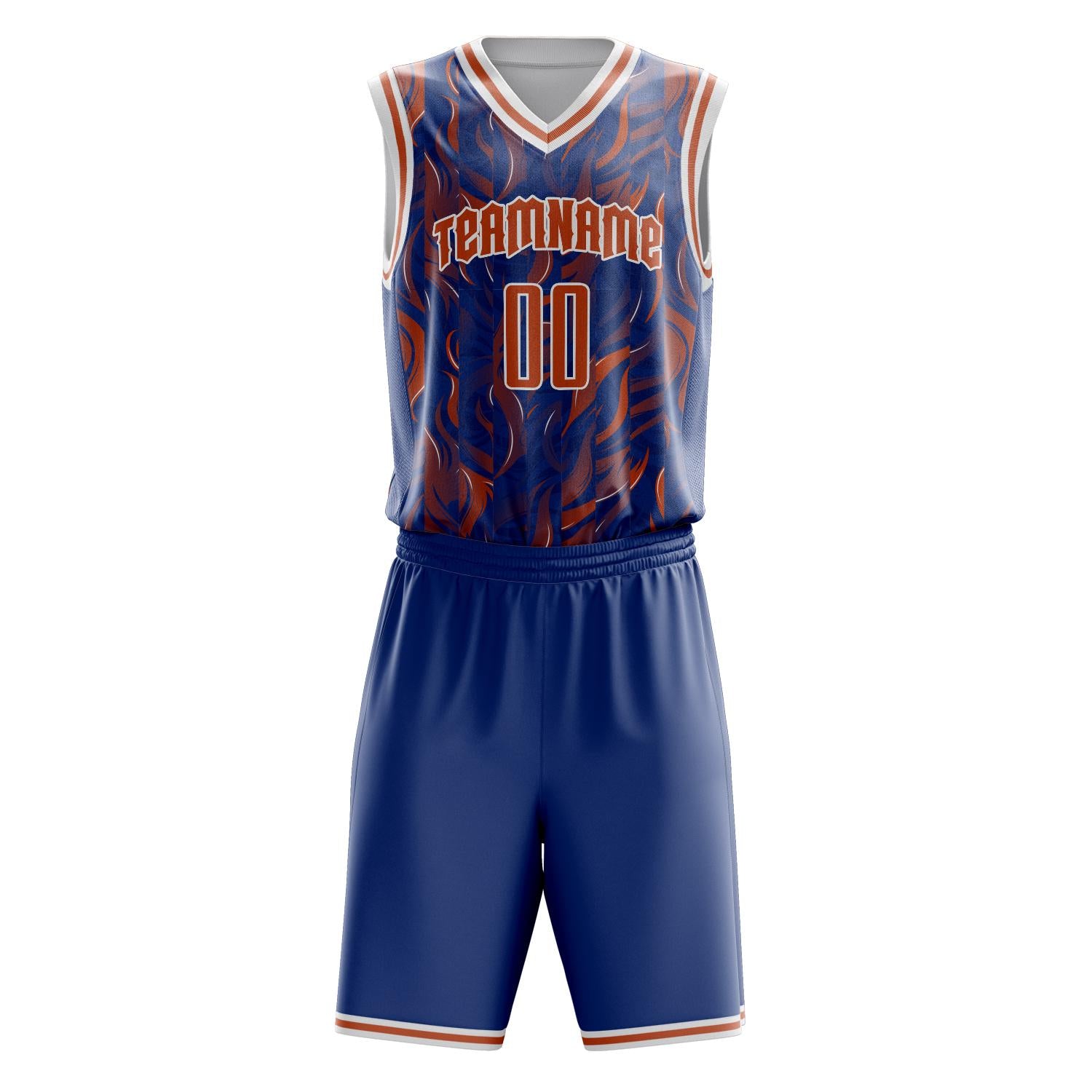 Benutzerdefiniertes Professionelles Orange Königsblau Basketballtrikot-Set