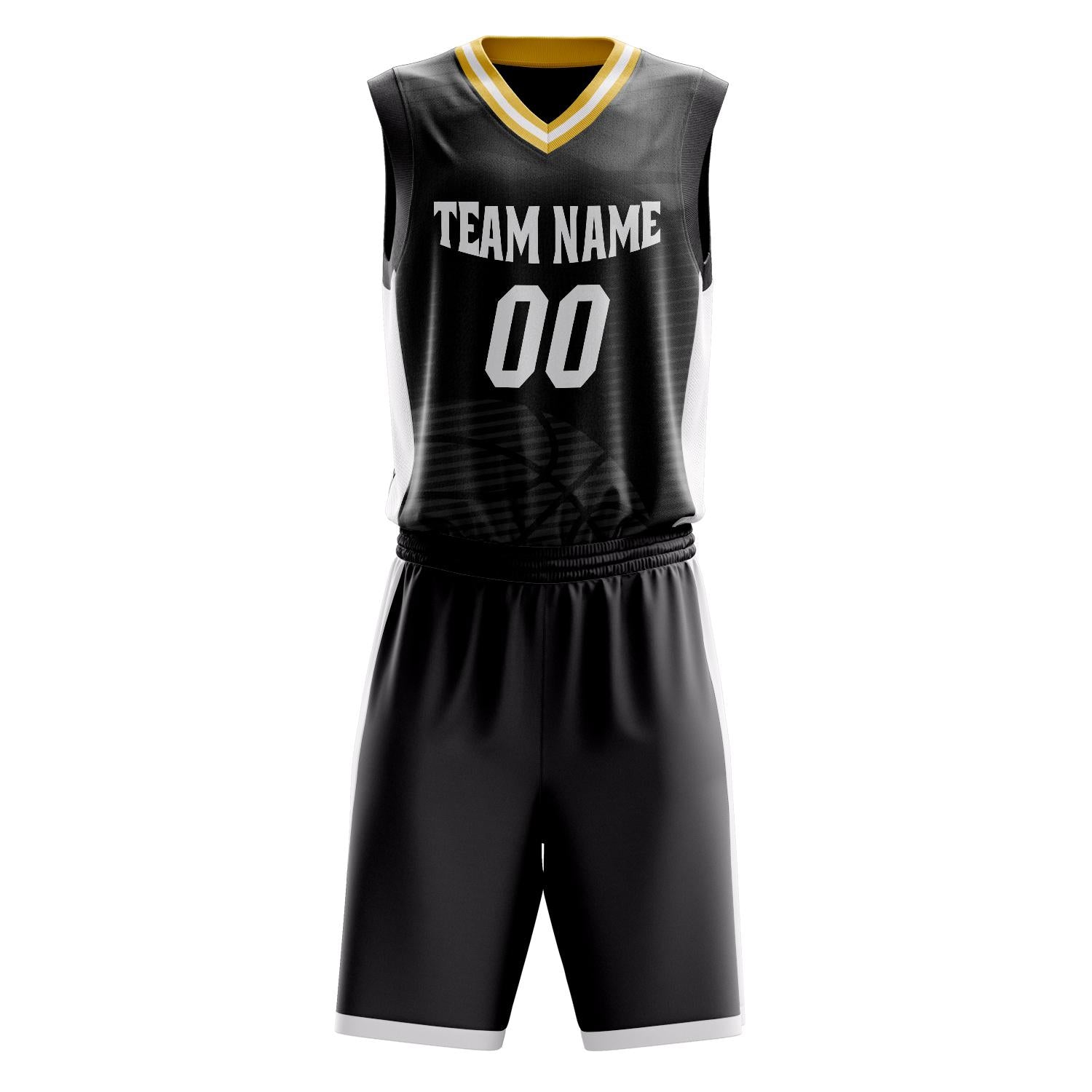 Benutzerdefiniertes Professionelles Schwarz Weiß Basketballtrikot-Set