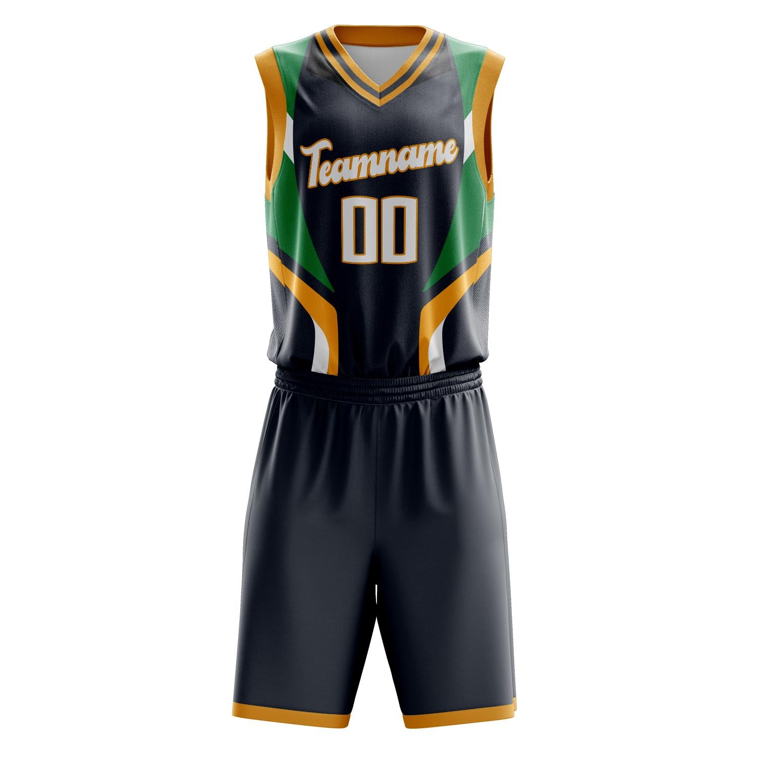 Benutzerdefiniertes Professionelles Grau Gold Basketballtrikot-Set