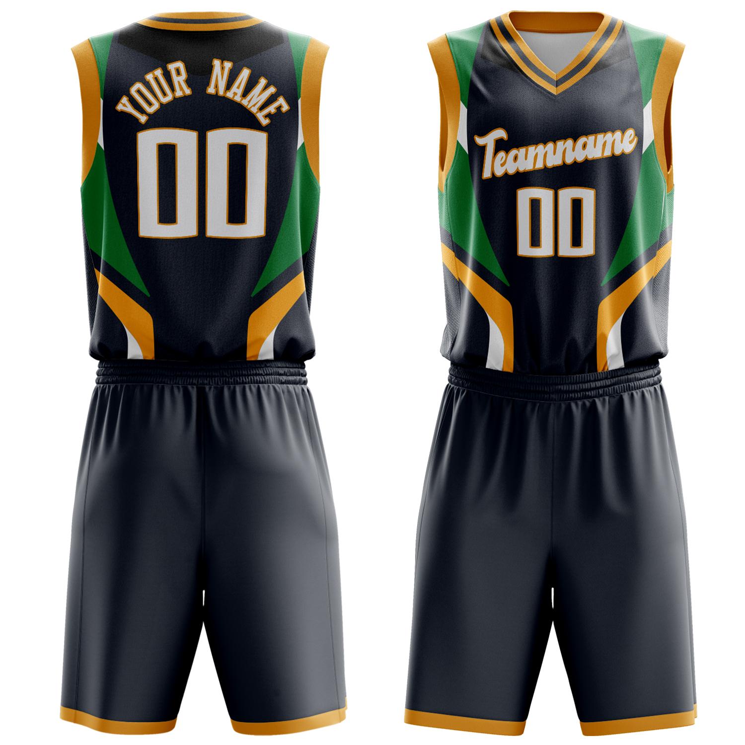 Benutzerdefiniertes Professionelles Grau Gold Basketballtrikot-Set BS03240809JC022