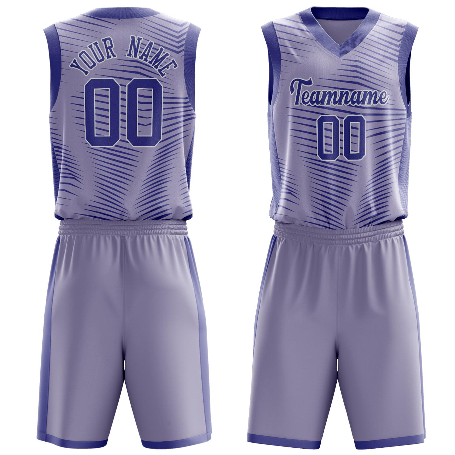 Benutzerdefiniertes Professionelles Lila Weiß Basketballtrikot-Set BS03240809JC023