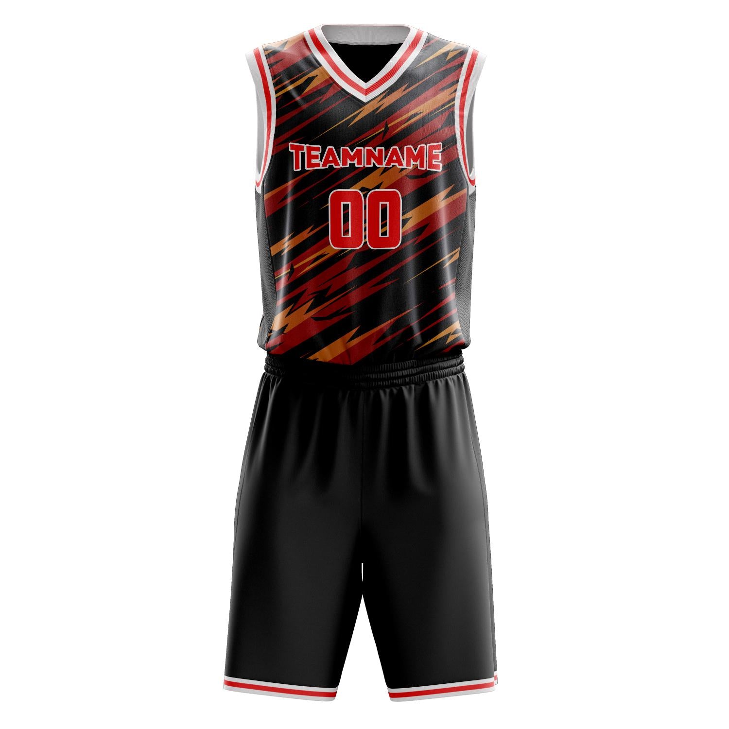 Benutzerdefiniertes Professionelles Rot Schwarz Basketballtrikot-Set