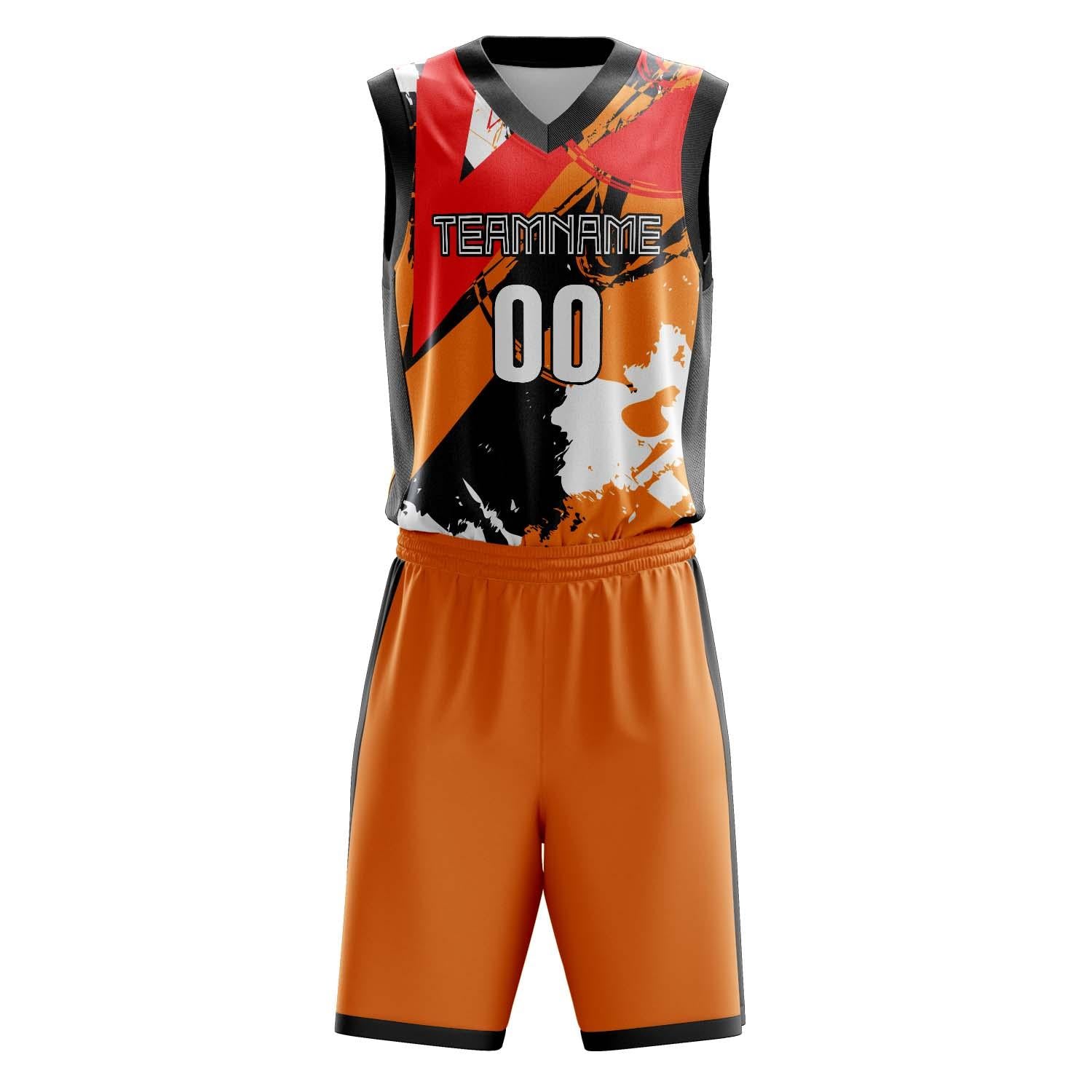 Benutzerdefiniertes Professionelles Orange Schwarz Basketballtrikot-Set