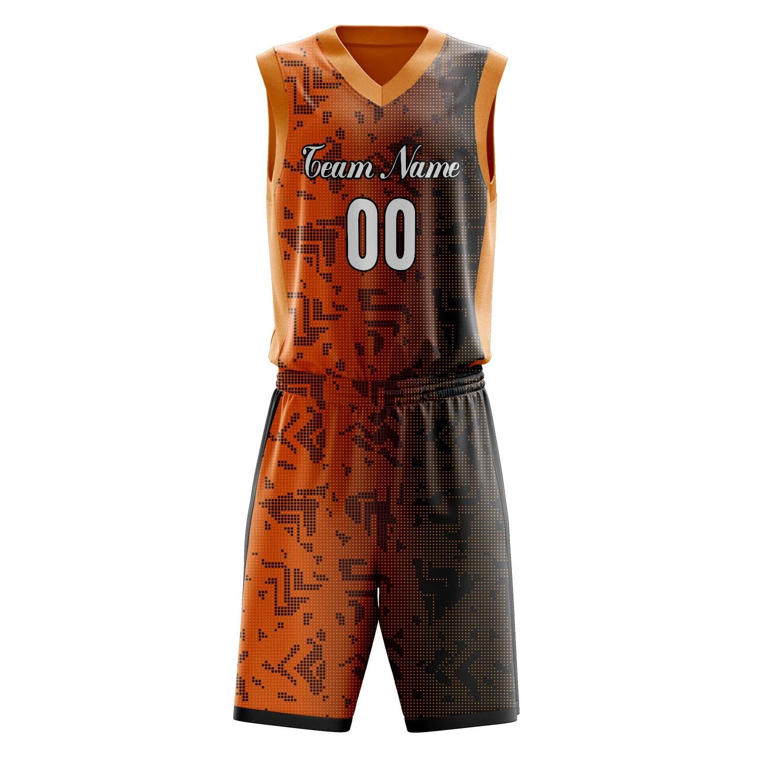 Benutzerdefiniertes Professionelles Orange Schwarz Basketballtrikot-Set