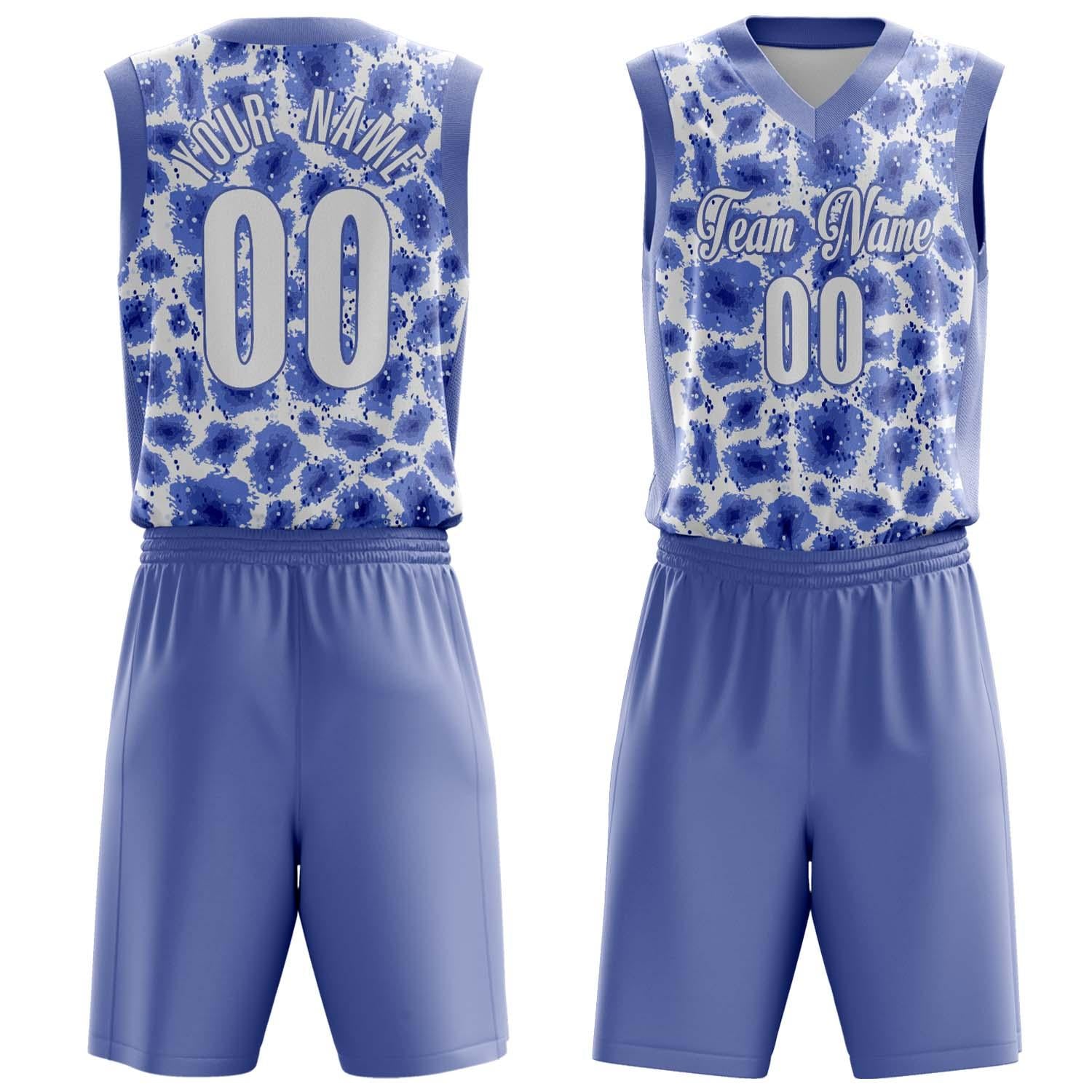 Benutzerdefiniertes Professionelles Blau Weiß Basketballtrikot-Set BS03240809JG042