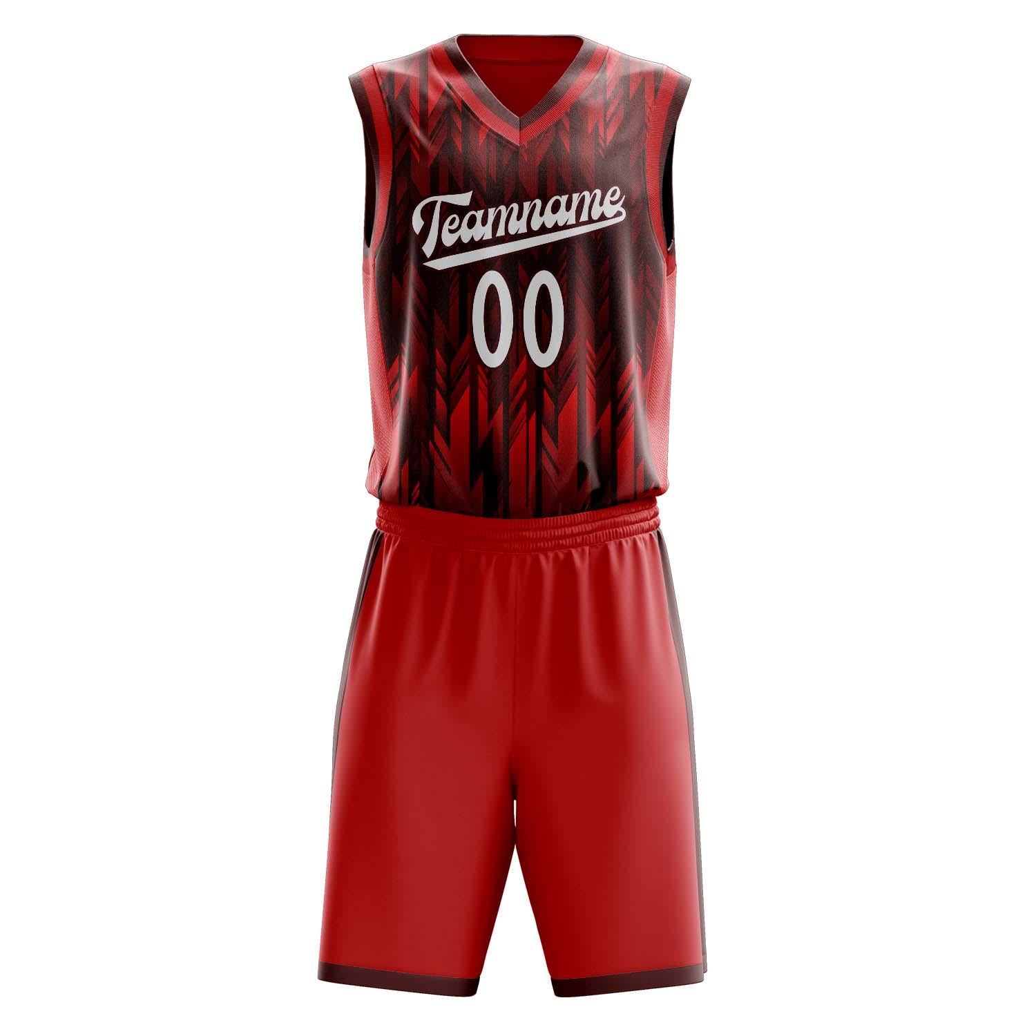 Benutzerdefiniertes Professionelles Rot Weiß Basketballtrikot-Set