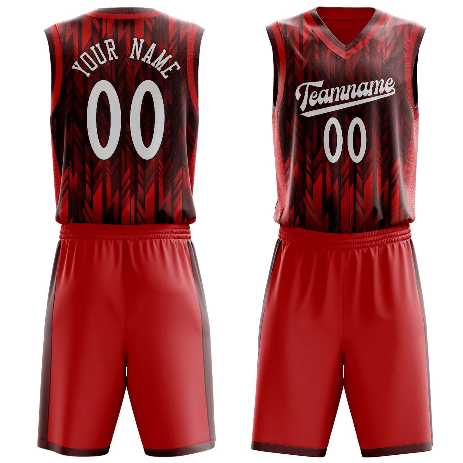 Benutzerdefiniertes Professionelles Rot Weiß Basketballtrikot-Set BS03240809JG043