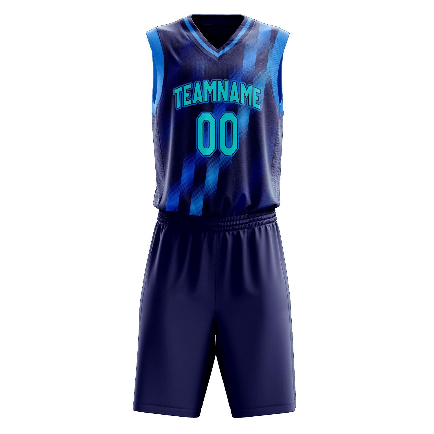 Benutzerdefiniertes Professionelles Marineblau Blau Basketballtrikot-Set