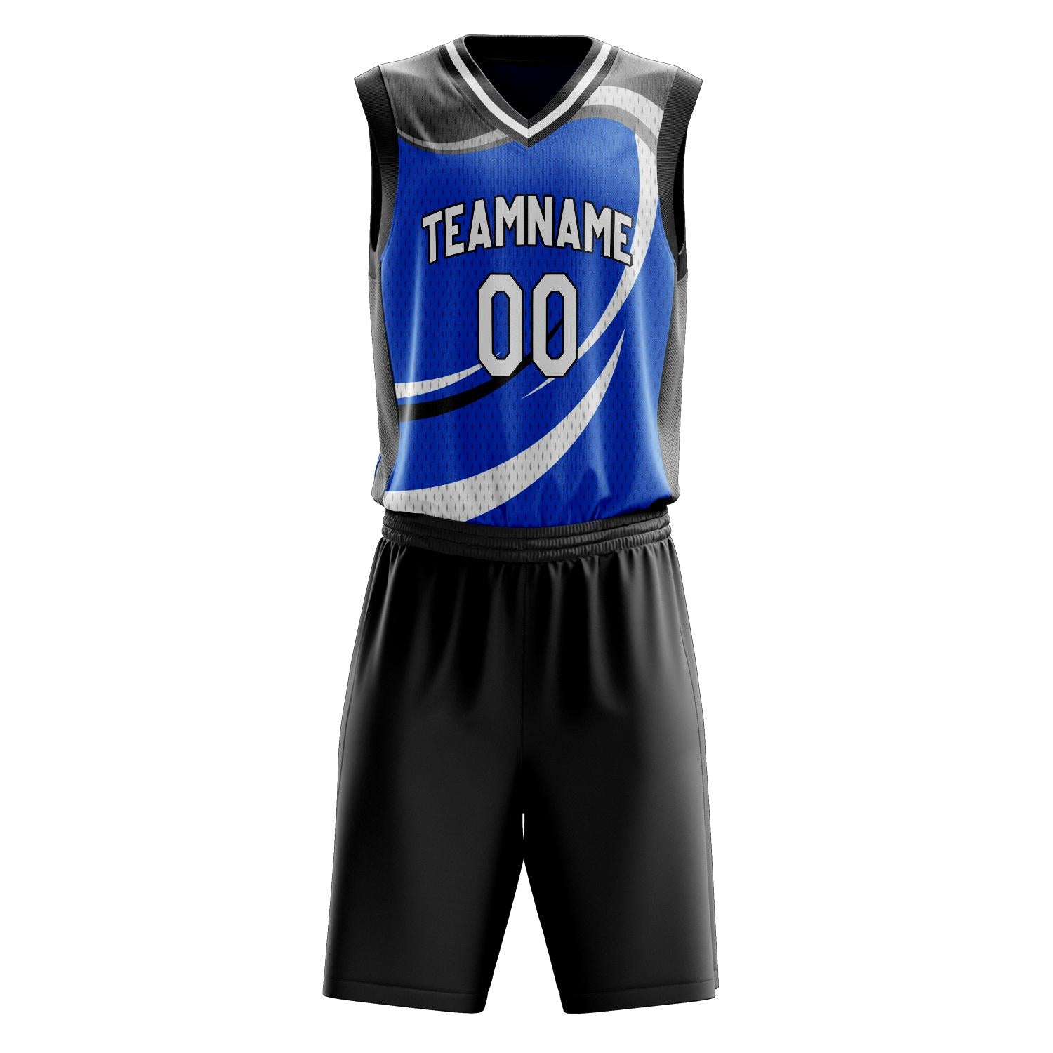 Benutzerdefiniertes Professionelles Blau Schwarz Basketballtrikot-Set