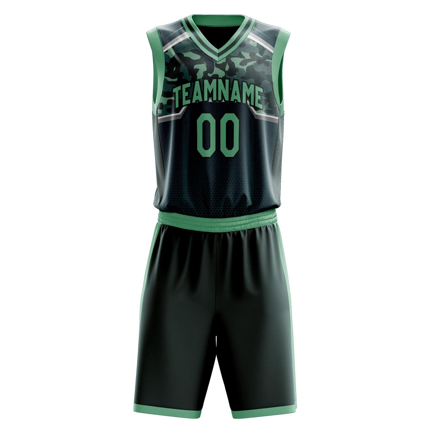 Benutzerdefiniertes Professionelles Kelly Grün Grün Basketballtrikot-Set