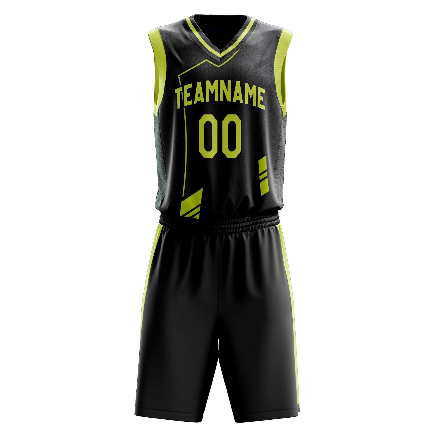 Benutzerdefiniertes Professionelles Schwarz Neon Gelb Basketballtrikot-Set