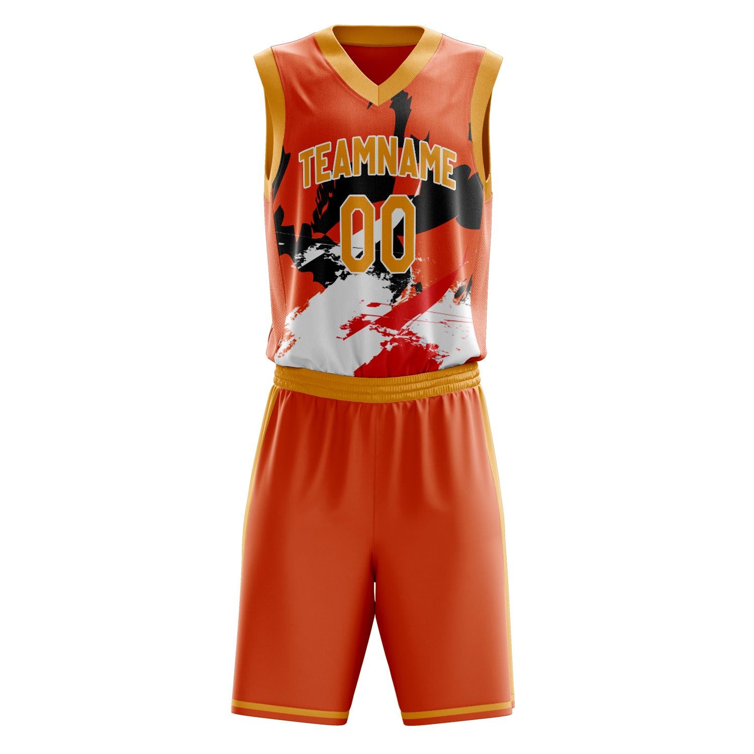 Benutzerdefiniertes Professionelles Orange Weiß Basketballtrikot-Set