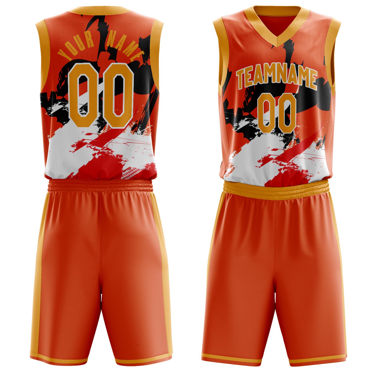 Benutzerdefiniertes Professionelles Orange Weiß Basketballtrikot-Set BS03240809XF059