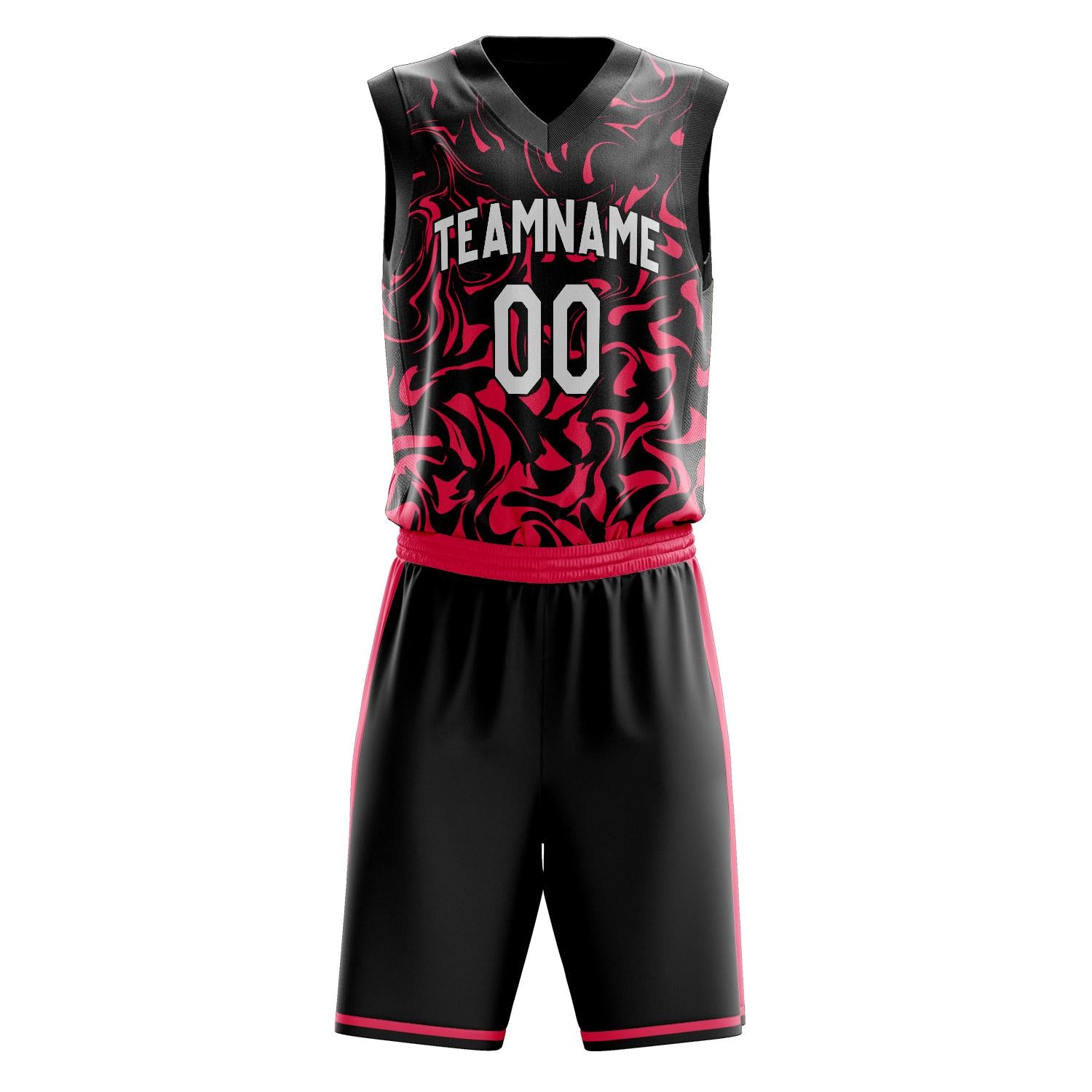 Benutzerdefiniertes Professionelles Schwarz Rot Basketballtrikot-Set