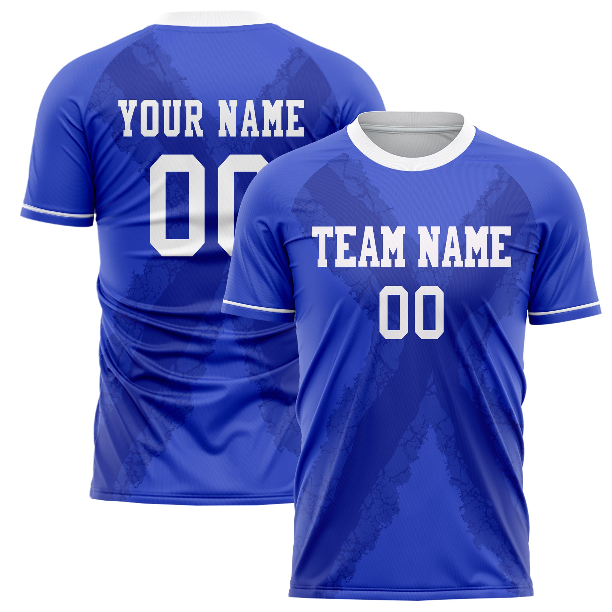 Benutzerdefiniertes Professionelles Blau Weiß Flammen Fußballtrikot FT02240718JC097