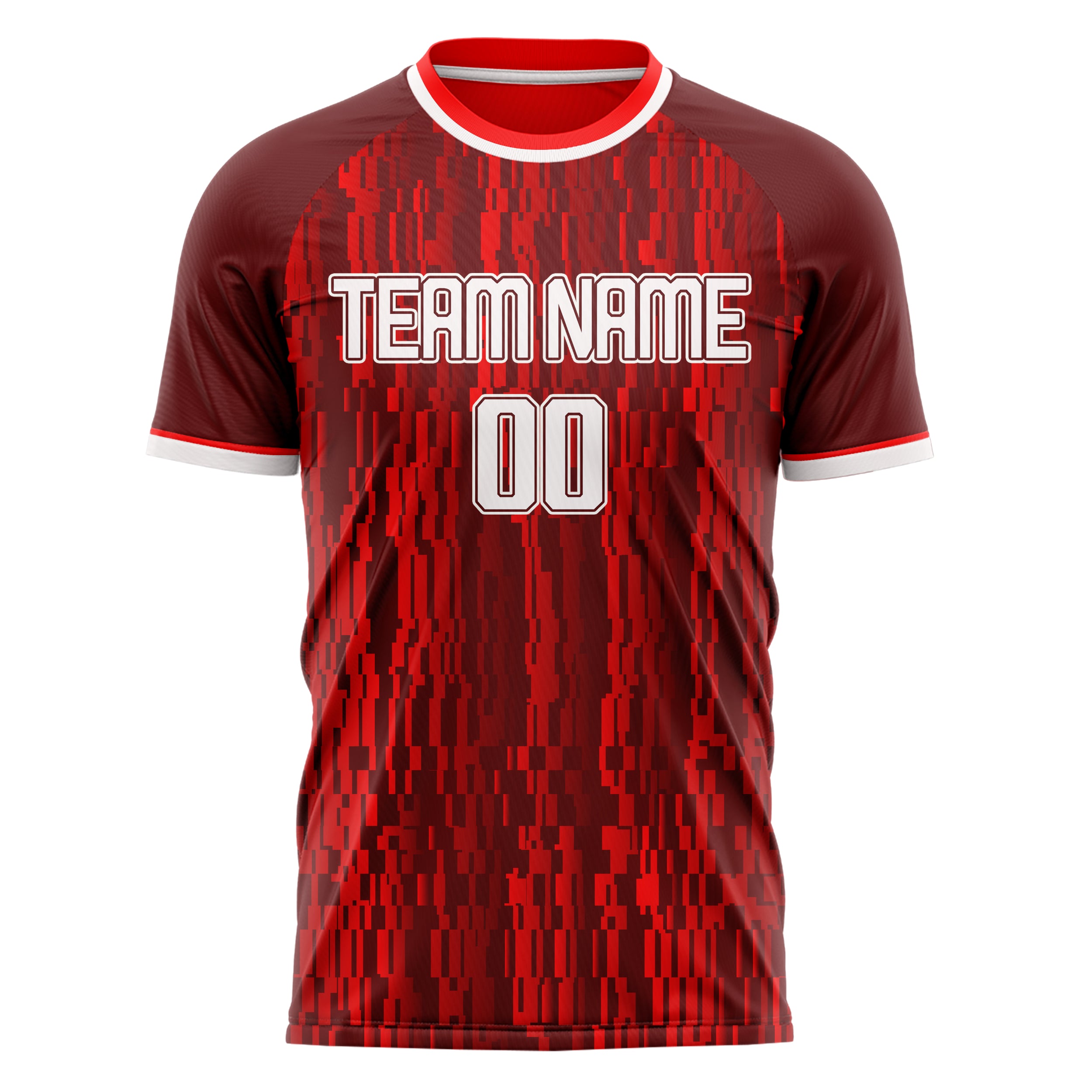 Benutzerdefiniertes Professionelles Rot Weiß Pixel Fußballtrikot