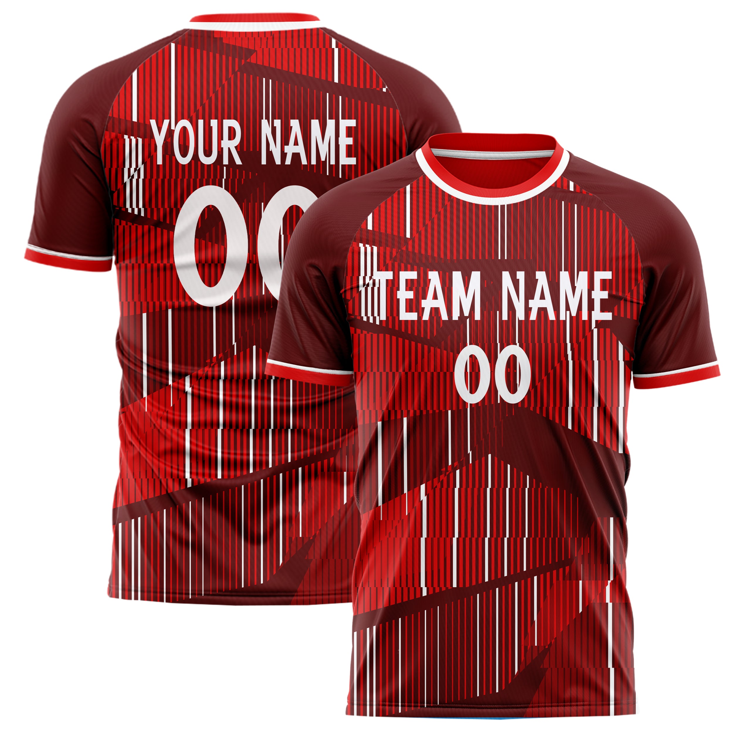 Benutzerdefiniertes Professionelles Rot Weiß Geometrisch Fußballtrikot FT02240718JC155