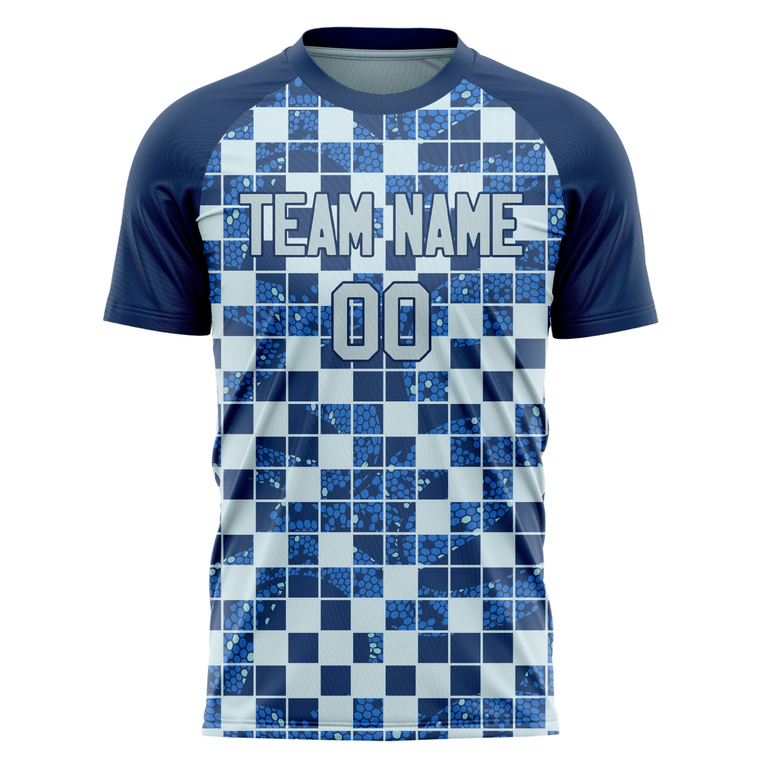 Benutzerdefiniertes Professionelles Marineblau Grau Grafik Fußballtrikot