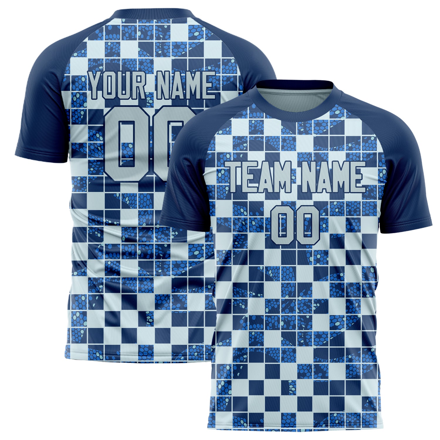 Benutzerdefiniertes Professionelles Marineblau Grau Grafik Fußballtrikot FT02240718ZX414