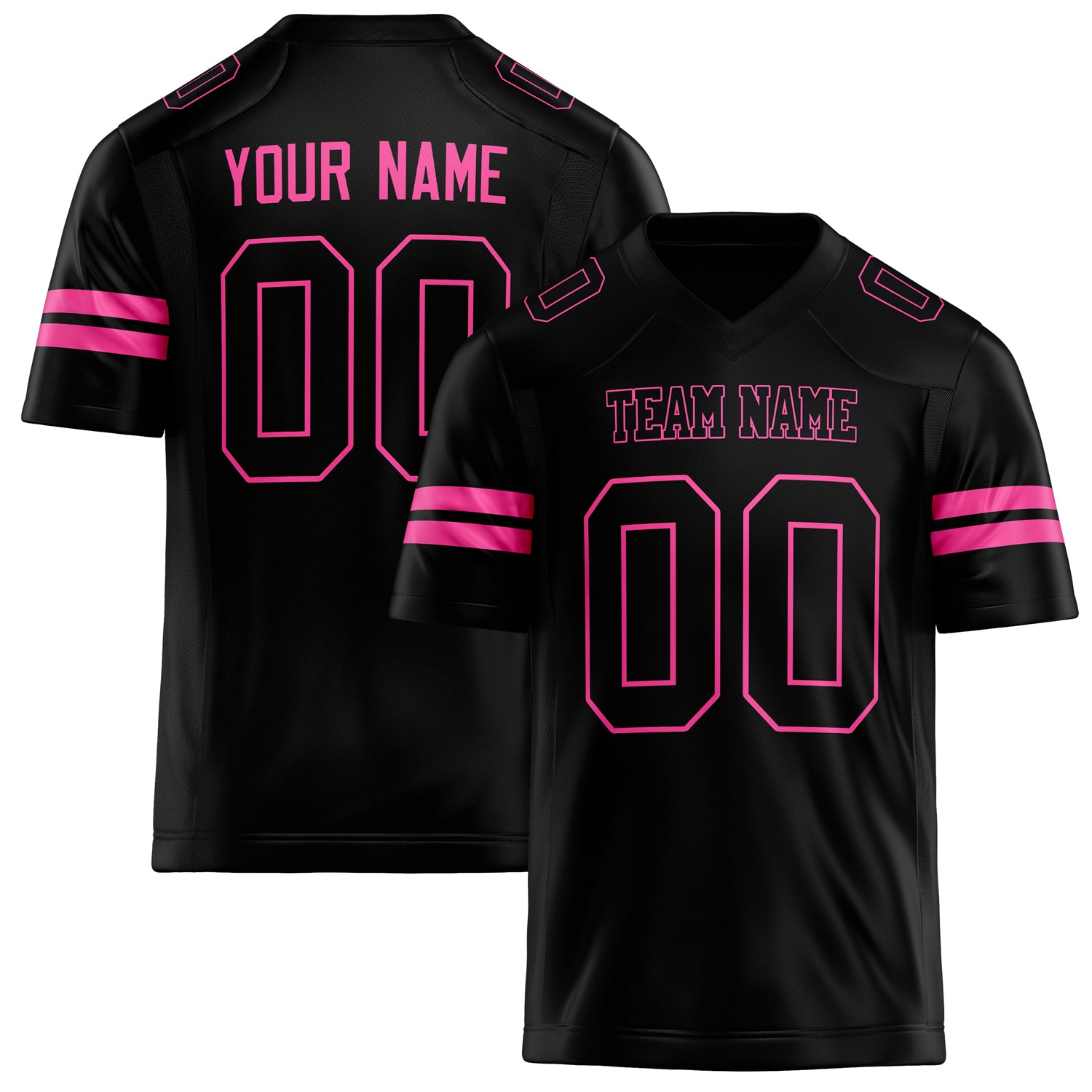 Maßgeschneidertes Professionelles Schwarz Rosa Rugbytrikot FT02240730BL039