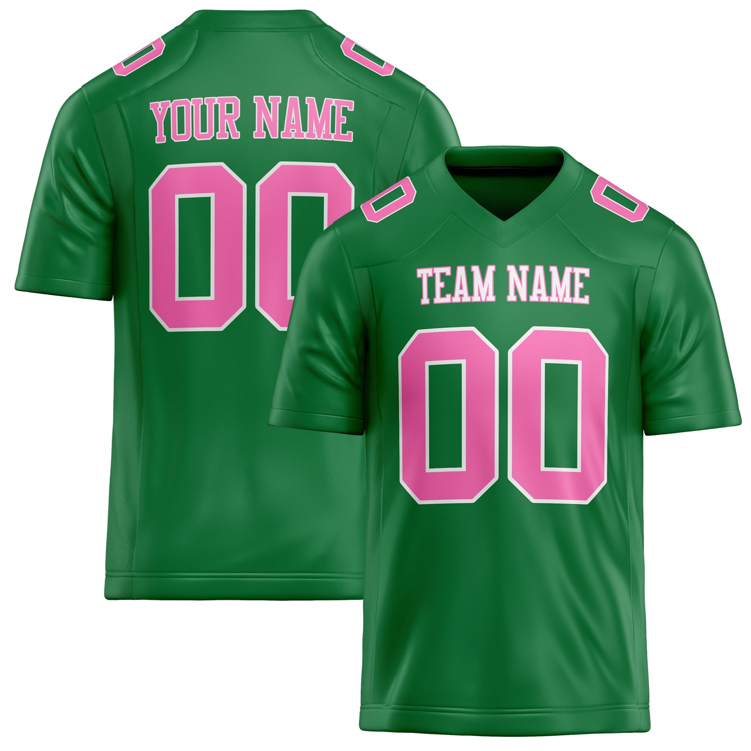 Maßgeschneidertes Professionelles Grasgrün Rosa Rugbytrikot FT02240730GR160