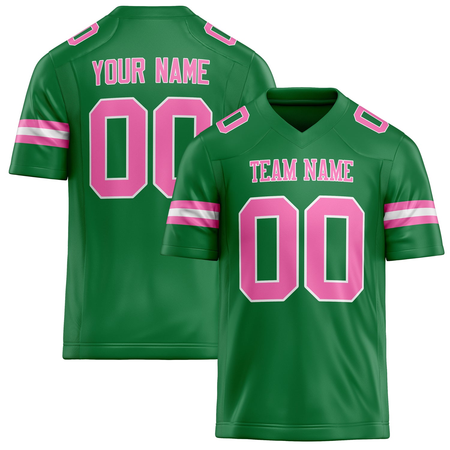 Maßgeschneidertes Professionelles Grasgrün Rosa Rugbytrikot FT02240730GR165