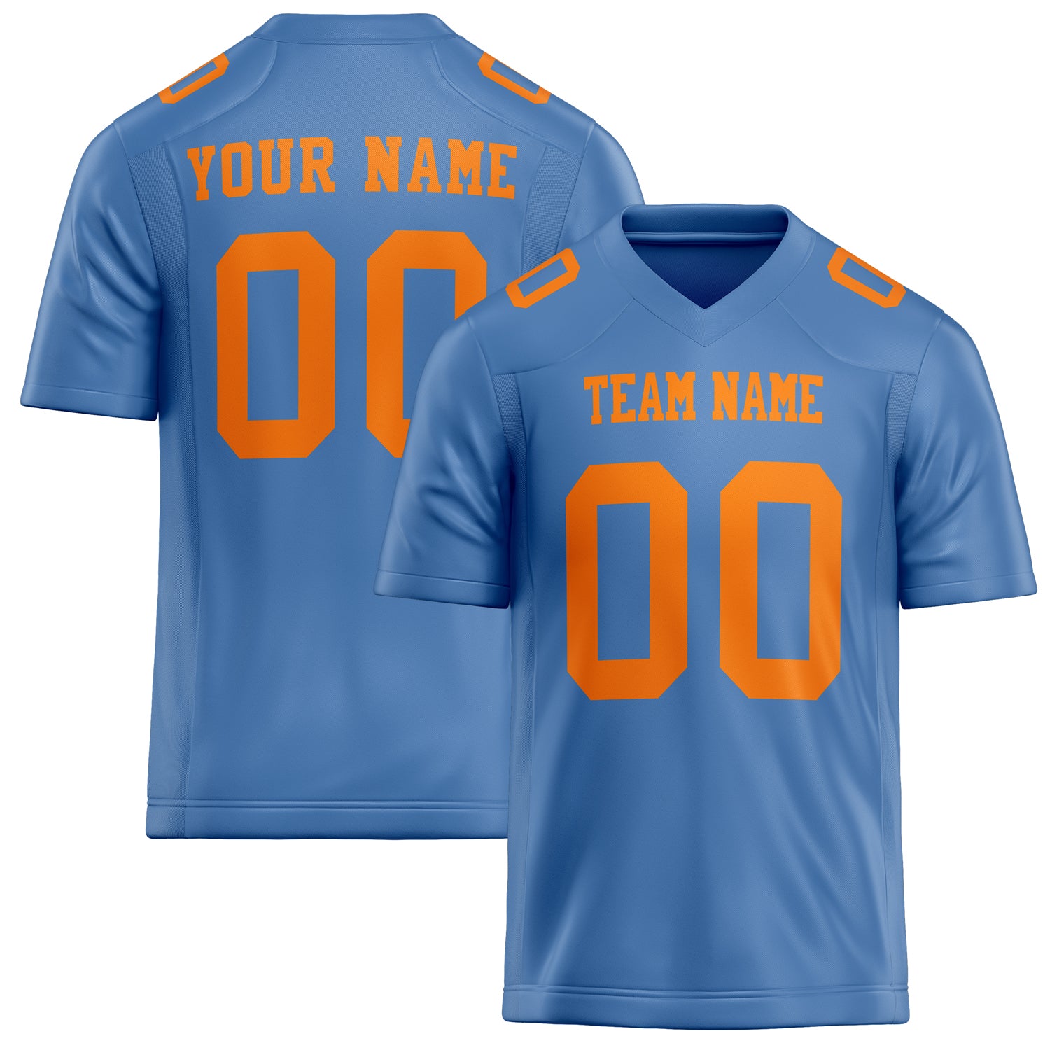 Maßgeschneidertes Professionelles Hellblau Orange Rugbytrikot FT02240730LI234