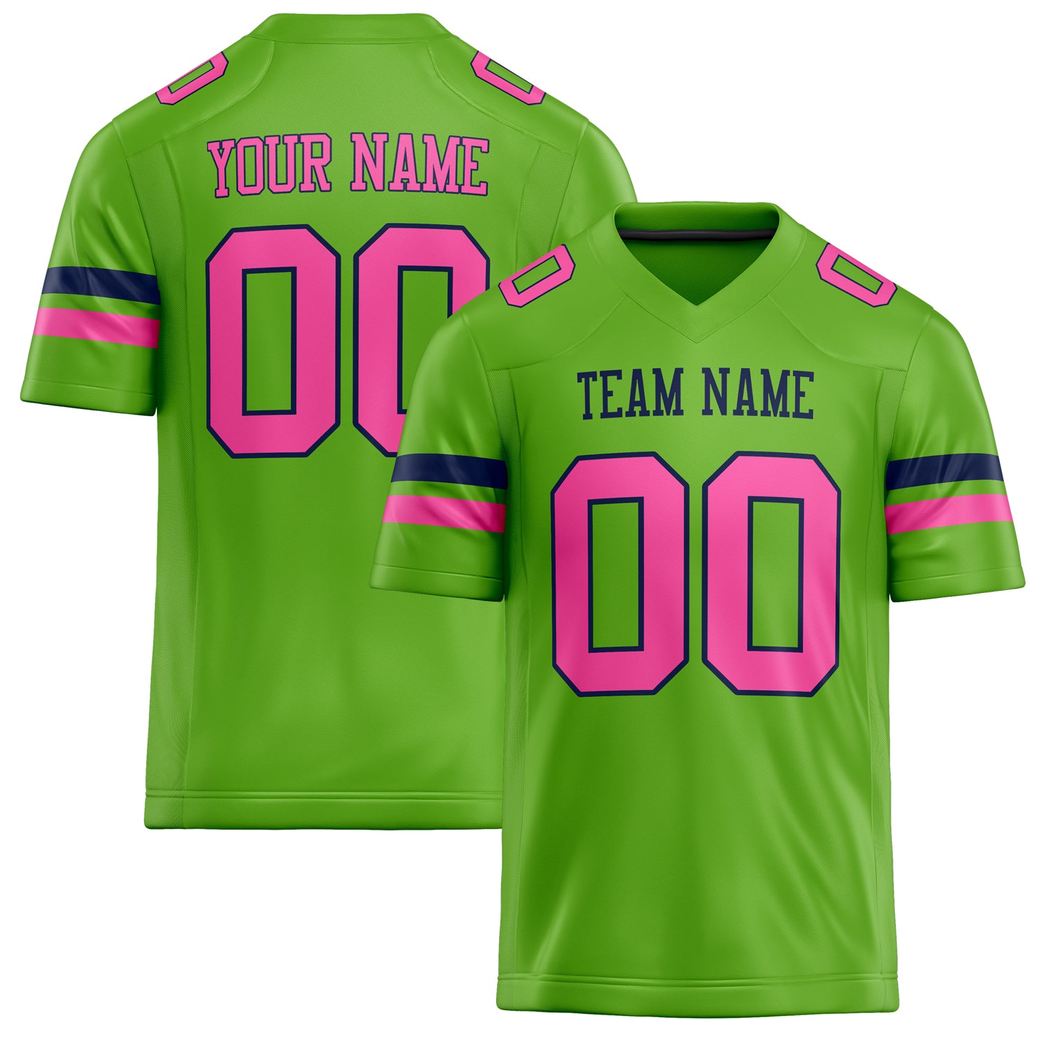 Maßgeschneidertes Professionelles Neongrün Rosa Rugbytrikot FT02240730NE295