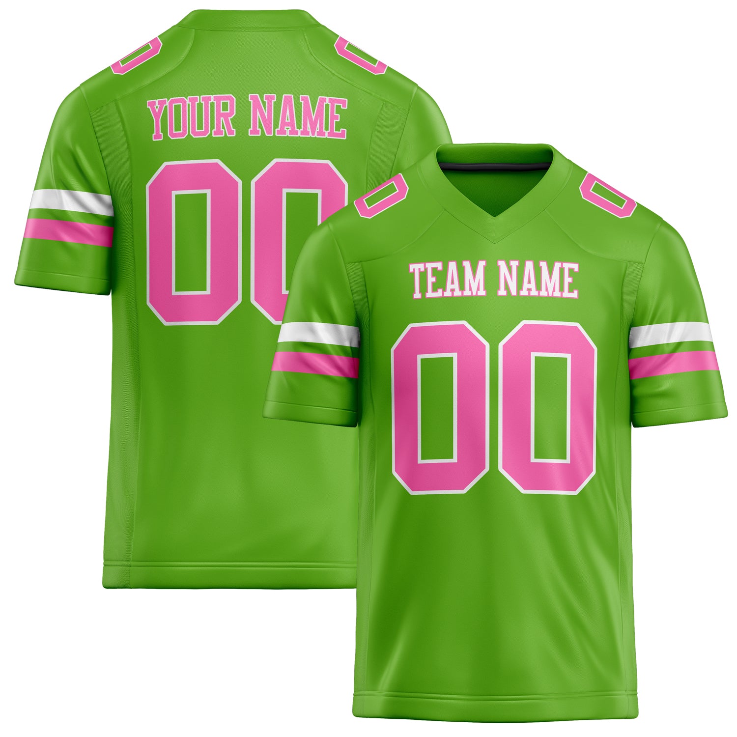 Maßgeschneidertes Professionelles Neongrün Rosa Rugbytrikot FT02240730NE302