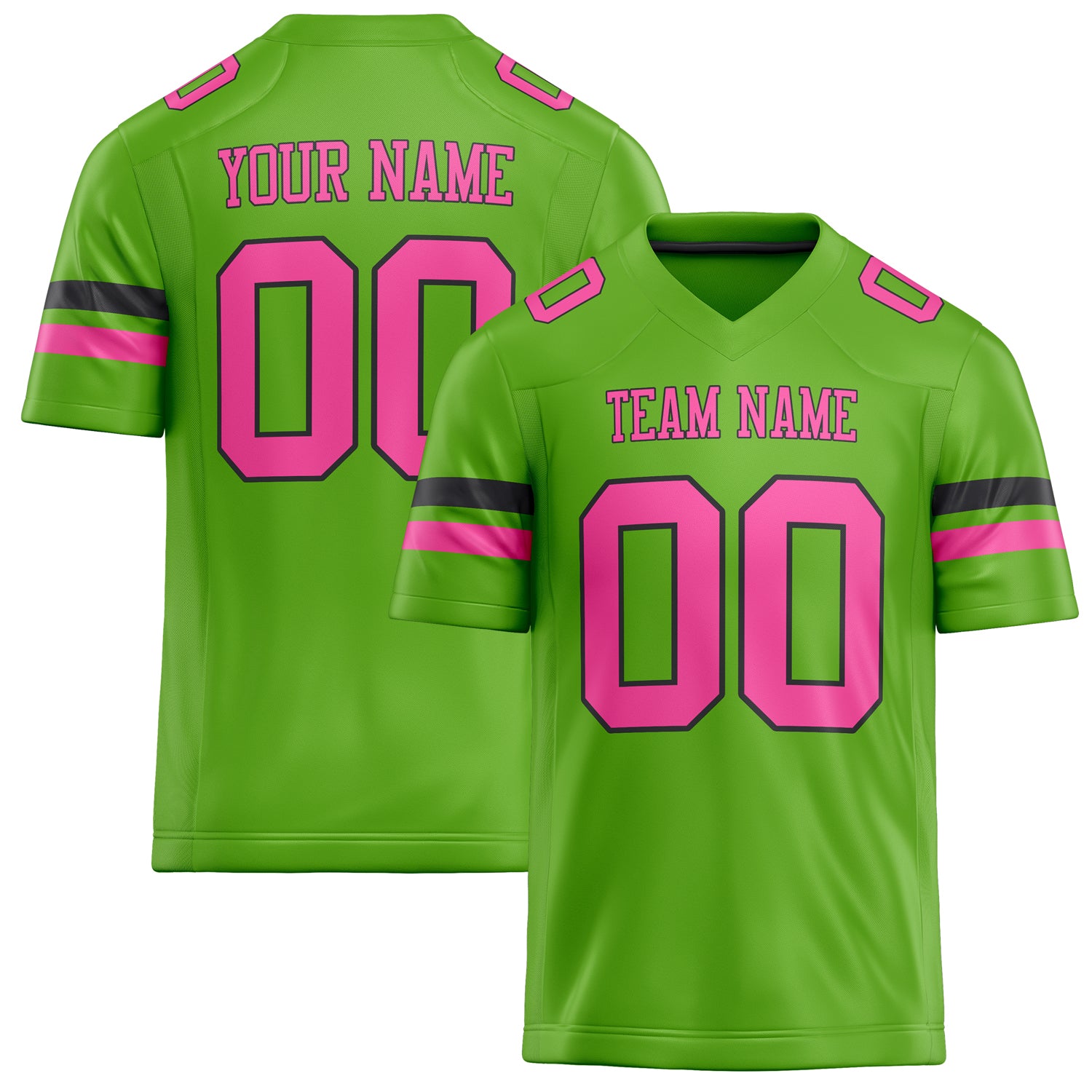 Maßgeschneidertes Professionelles Neongrün Rosa Rugbytrikot FT02240730NE307