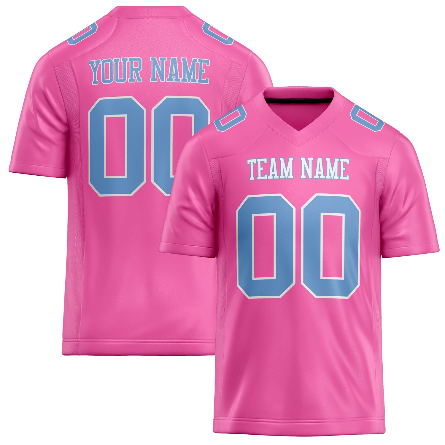 Maßgeschneidertes Professionelles Rosa Hellblau Rugbytrikot FT02240730PI398