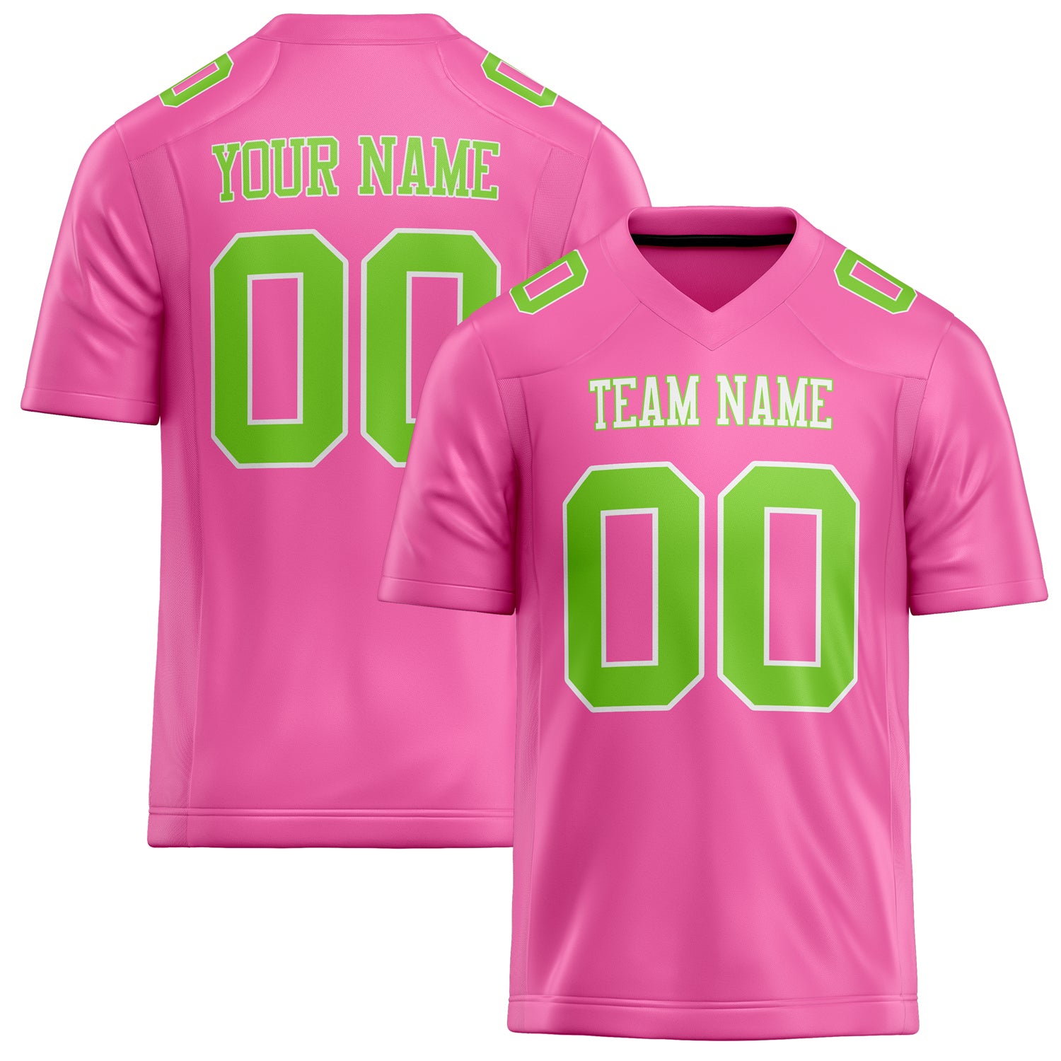 Maßgeschneidertes Professionelles Rosa Neongrün Rugbytrikot FT02240730PI403